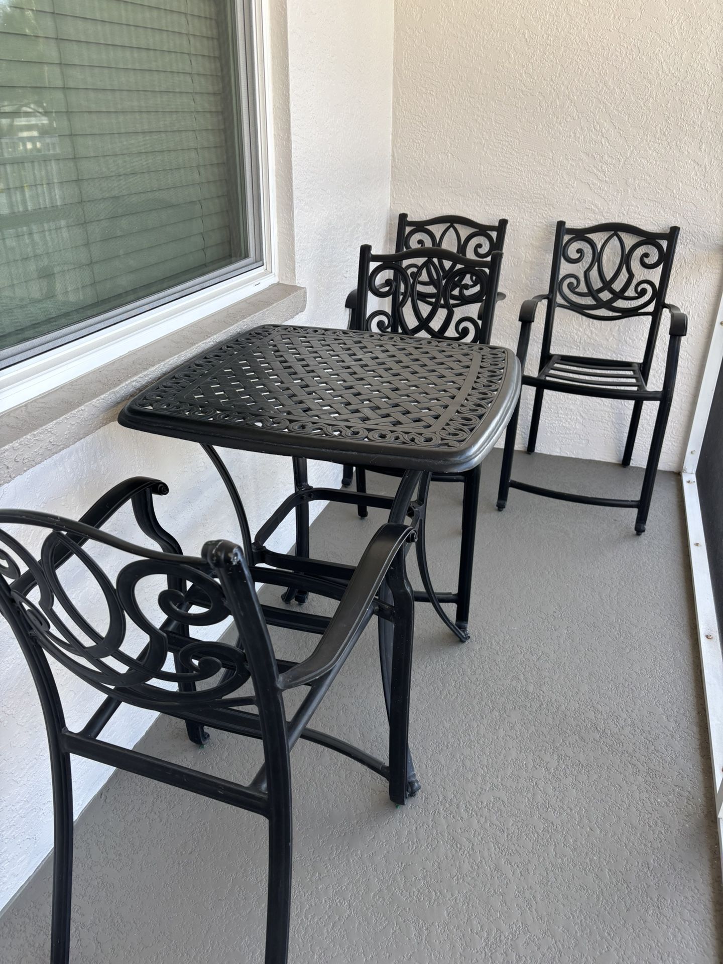Patio Table And 4 Chairs - Wrought Iron