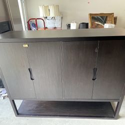 Custom Made Liquor Hardwood/Metal Cabinet