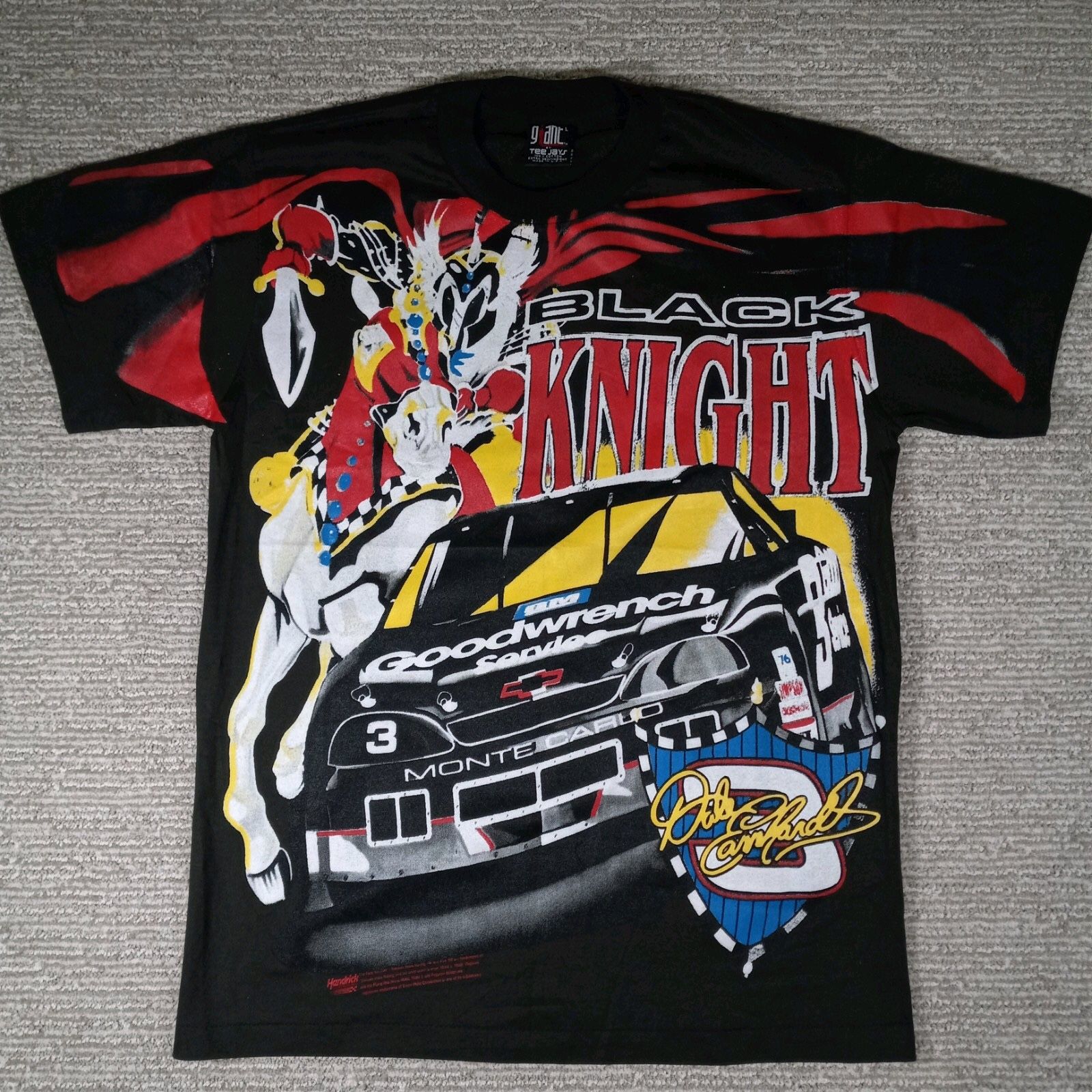 NASCAR Shirt Mens Large Dale Earnhardt The Black Knight AOP Black USA Made