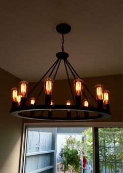 Chandelier Edison Bulbs Lacey 28" Wide Industrial