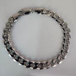 Solid 925 Sterling Silver Curb Chain Link Bracelet Italy - 8 Inches, 21.8g