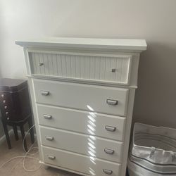 Ashley Furniture White Chest/Dresser - Hidden Mirror 