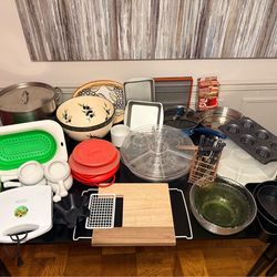 Kitchen Starter Bundle - Cookware, Bakeware, Utensils Pots Pans Serving Tray Bowl Plates Dishes