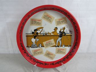 Hazel Atlas 1950's Drink Serving Tray Cocktails Recipes Steel 13 3/8"