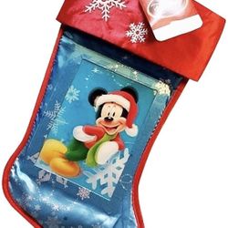 NEW Disney Mickey Mouse Santa 3D Christmas Satin Stocking 