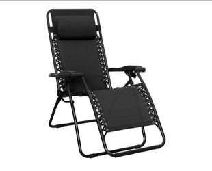 Zero Gravity Lounge Chair with Pillow, Foldable Outdoor Reclining Chair for Patio and Beach, Weather-Resistant Textilene, 300 lb Capacity