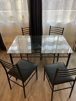 5-Piece Glass Dining Set with 4 Chairs for $90