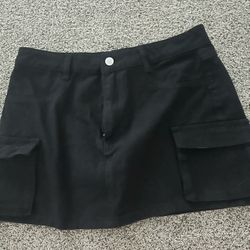 Black Cargo Skirt