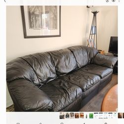 Black Leather Sofa and Chair