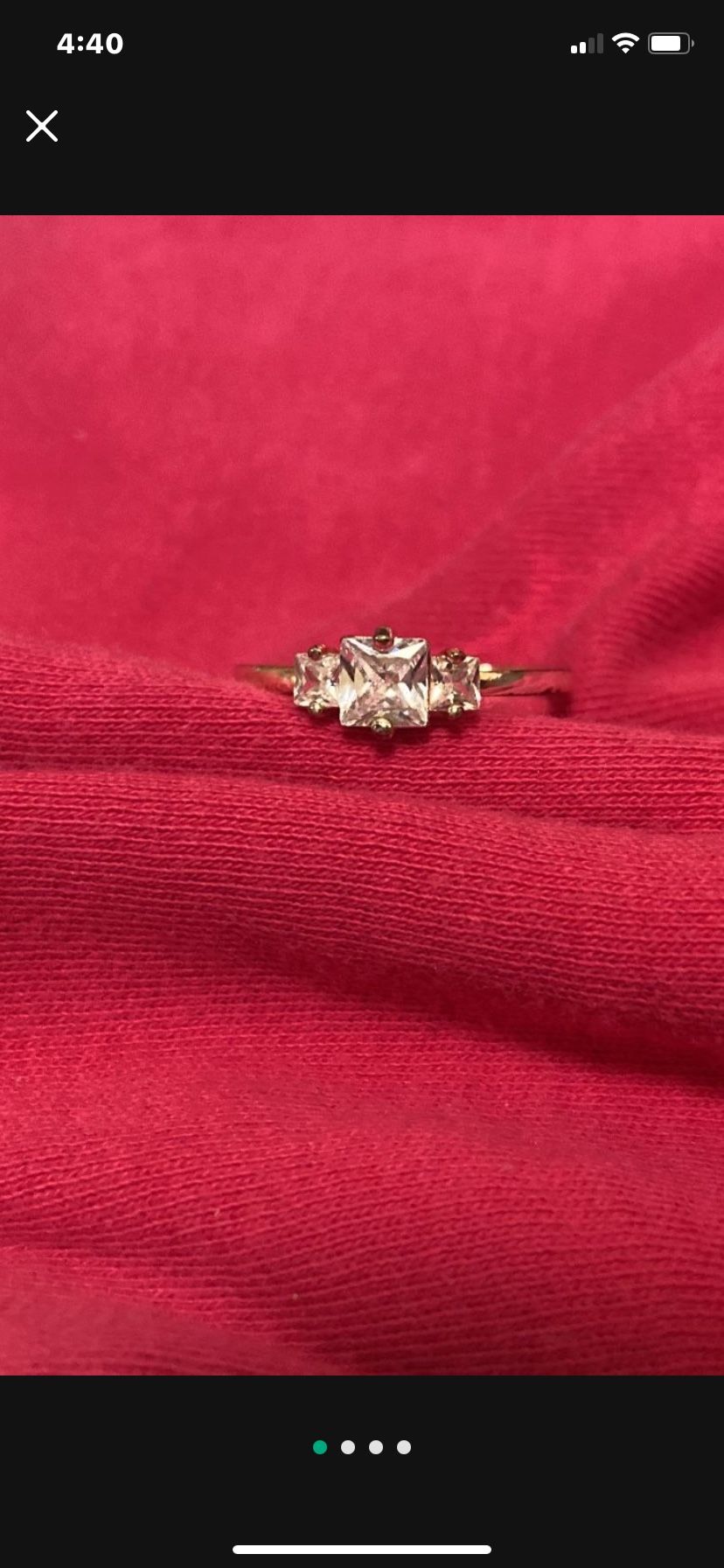 Costume Three Stone Diamond Ring Size 9