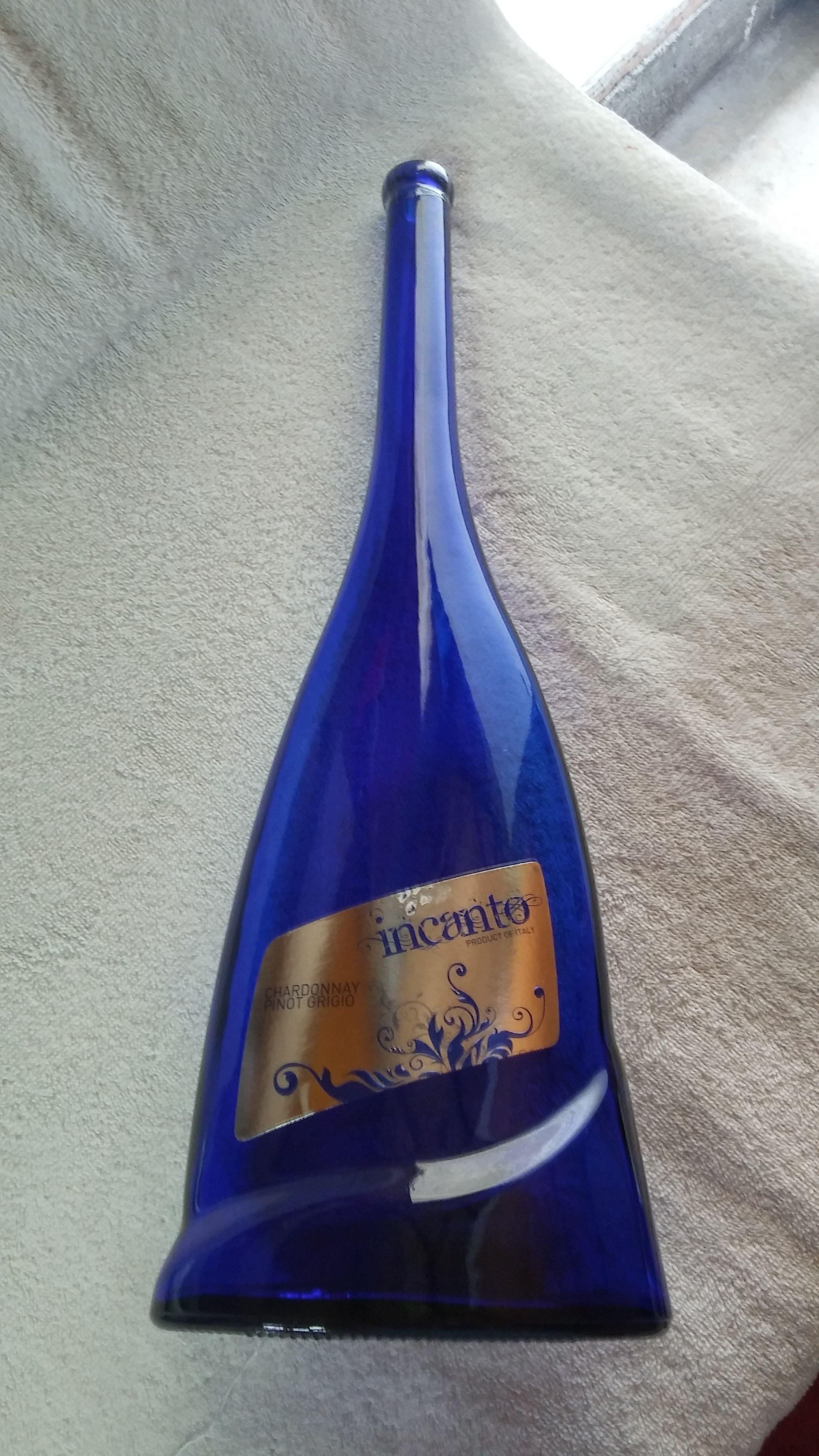 colorful blue wine bottle