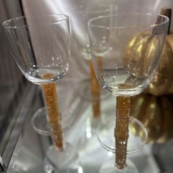 Beautiful Swedish Hand Blown Orange Wine/Water Goblets