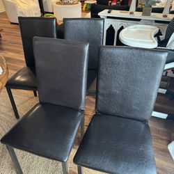5 Faux Leather And Metal Dining Chairs 