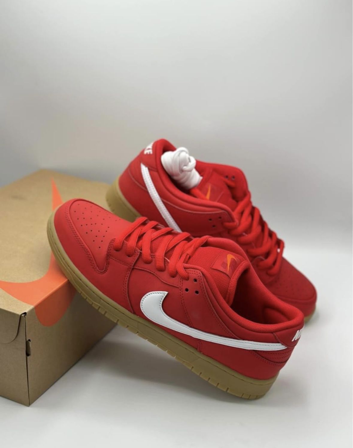 Size 8, 9.5-Unreleased Nike SB Dunk Low Red Gum Orange Label