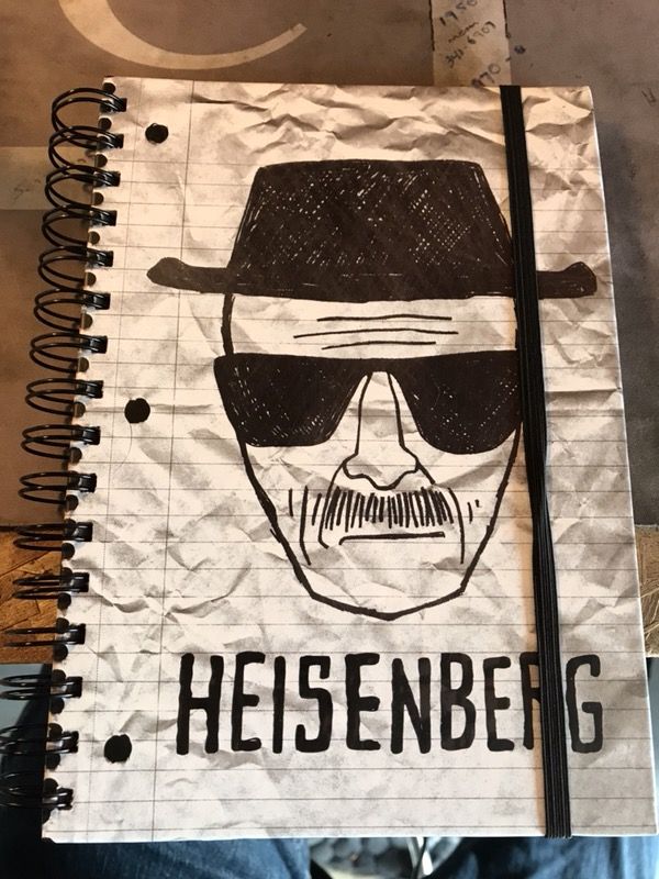 NEW BREAKING BAD "HEISENBERG WANTED" JOURNAL Heisenberg Wanted - sketch of Heisenberg on crumbled paper Spiral bound journal/notebook 80 lined page