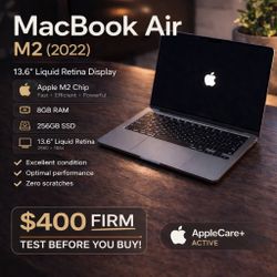 MacBook Air M2 (2022) Midnight – 13.6” – AppleCare+ - $400 FIRM