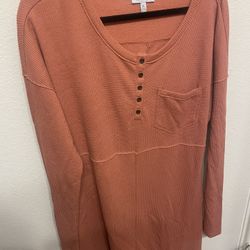 Ocean And Coast Women’s Orange Brown Tunic Waffle Knot Dress, Xl