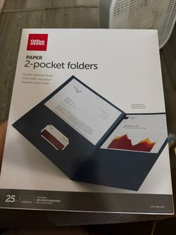 25-Pack Office Depot 2-Pocket Folders – Dark Blue – New