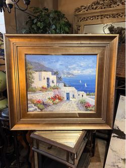 Beautiful scenery oil on canvas signed37 by 33