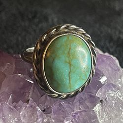 Antique Navajo Turquoise On Silver