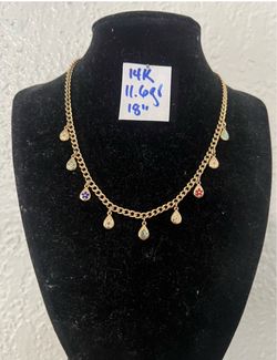 14K Yellow Gold Chain and Pendants For Wedding 11.6Gr 18 Inches Long
