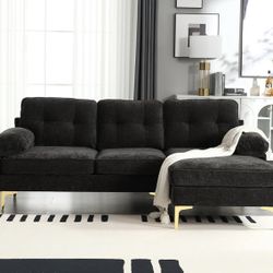83" Chenille L Shape Convertible Sofa, Modern Sofa Couch for Living Room