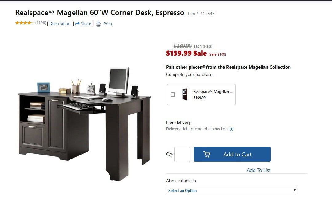 Real space Mallegan Corner Desk
