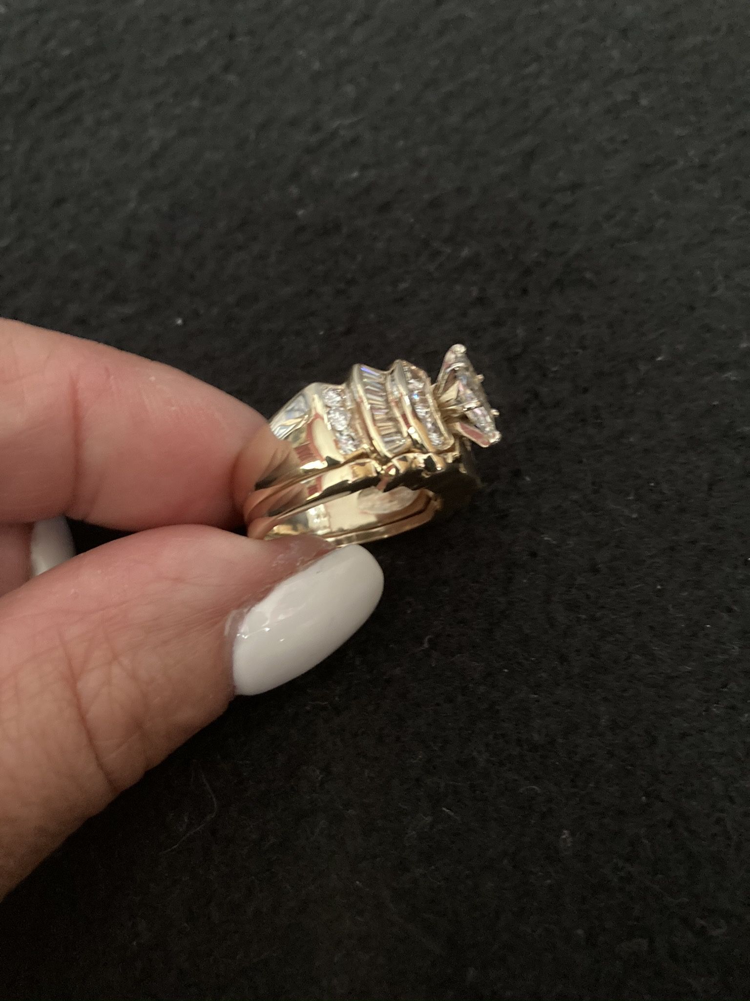 14K Gold Diamond Engagement and Wedding Ring