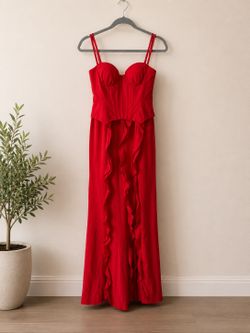 ❤️ Elegant Red Ruffle Maxi Dress ❤️