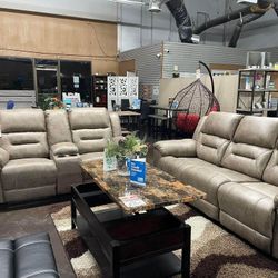 Sofa Loveseat Set Leather Recliner