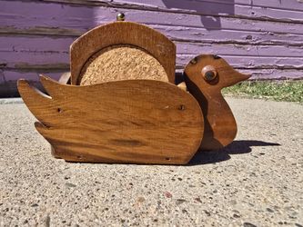 Vintage Wooden Duck Coaster Set