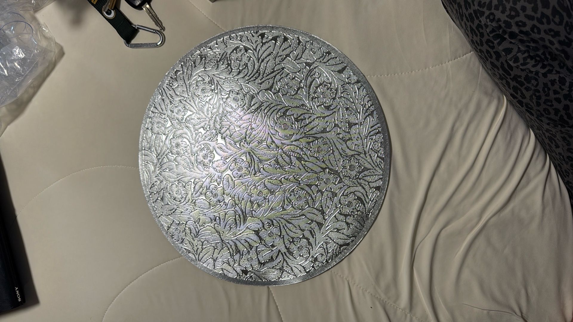 Round Metallic Silver Filigree Floral Placemats 4/Pack