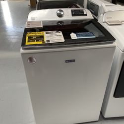 MayTag White Smart Top Load Washer With Extra Power Button - 5.3 Cu. Ft.