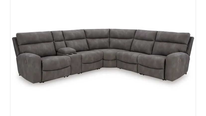 POWER RECLINING SECTIONAL 3 recliners Grey USB ports storage console adjustable headrests $2,799 DELIVERED (was $4,299)