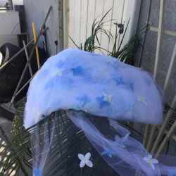 Weddings Quinceanera,  Baby Shower Decoration  Sold Per Yard ,Tull With Attached Small Flowers In Baby Blue Yellow And White. $4.00 a yard.   I only h