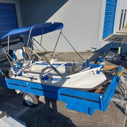Inflatable Boat on Trailer w. 3,5 hp Mercury OB and Trolling Motor 