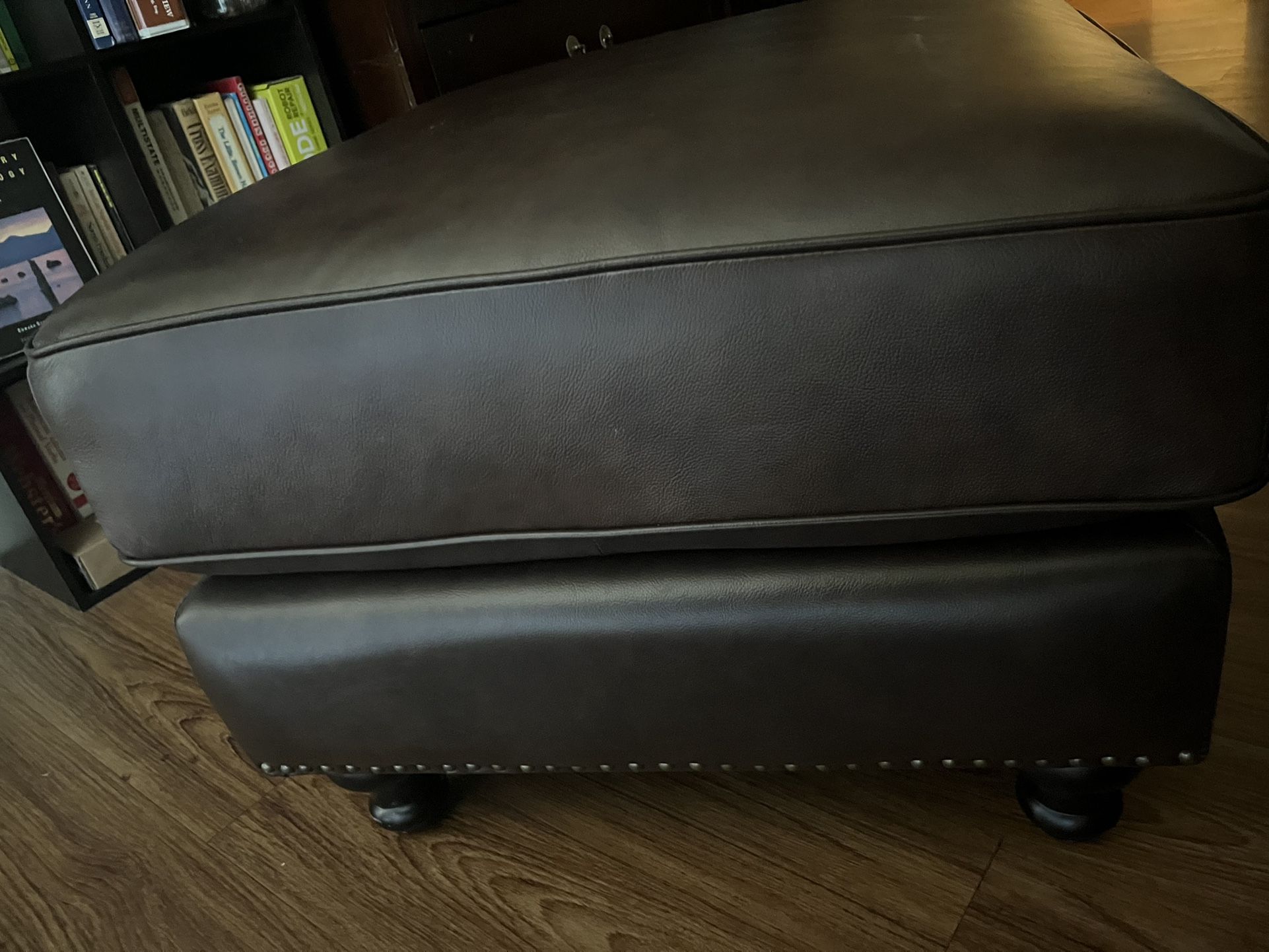 Leather Dark Brown Ottoman