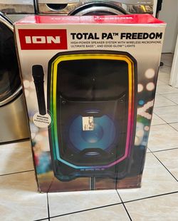 ION Total PA Freedom 650W Bluetooth Speaker System | Party PA | Wireless Mic+ LED Lights | FM Radio