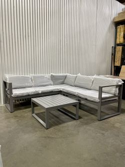 L-Shaped Aluminum Outdoor Patio Furniture Set
