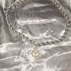 diamond cut necklace with crucifix 