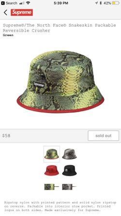 SUPREME TNF SNAKE SKIN CRUSHER in hand