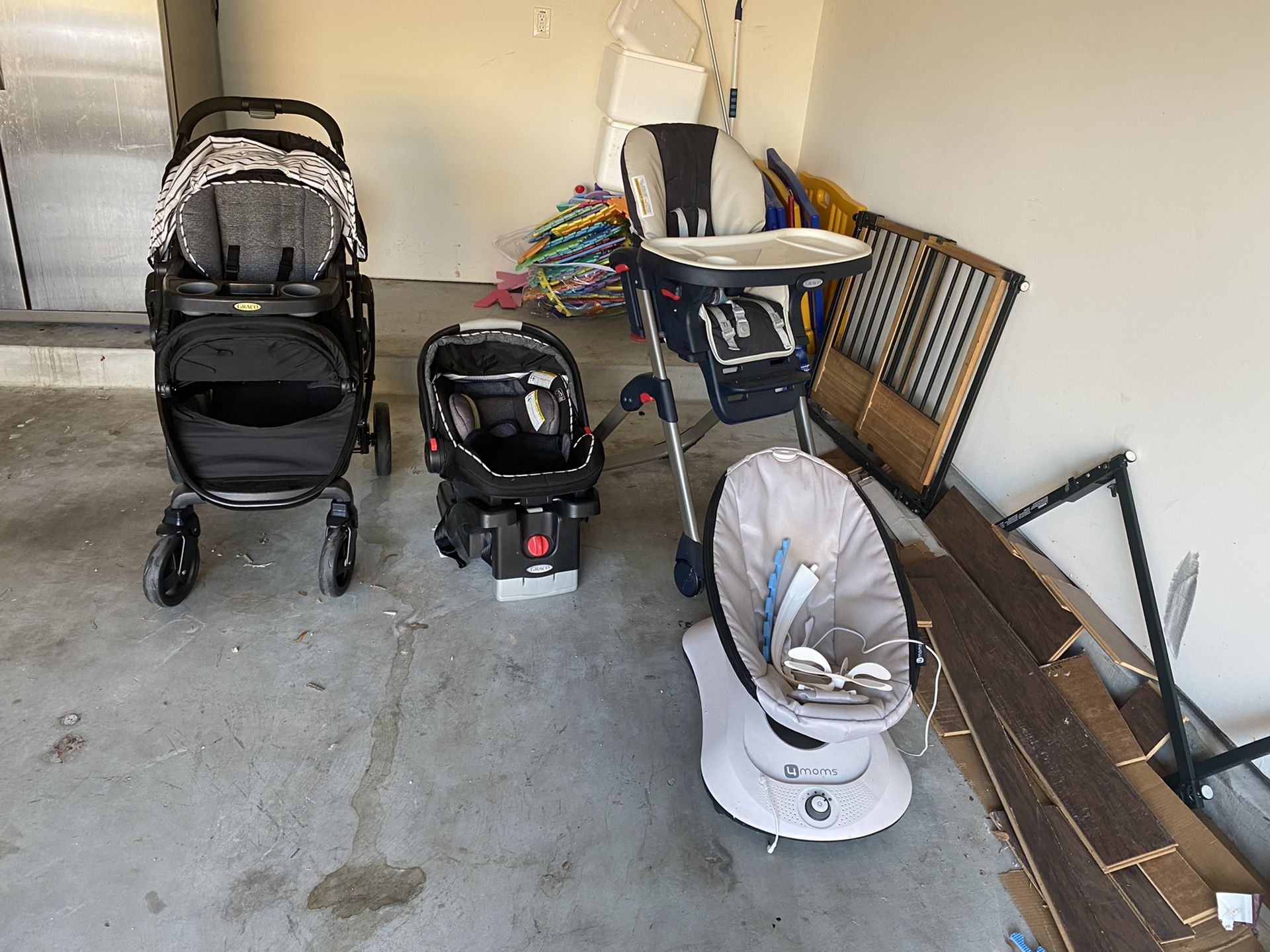 Infant car seat, high chair, stroller, and electric rocker