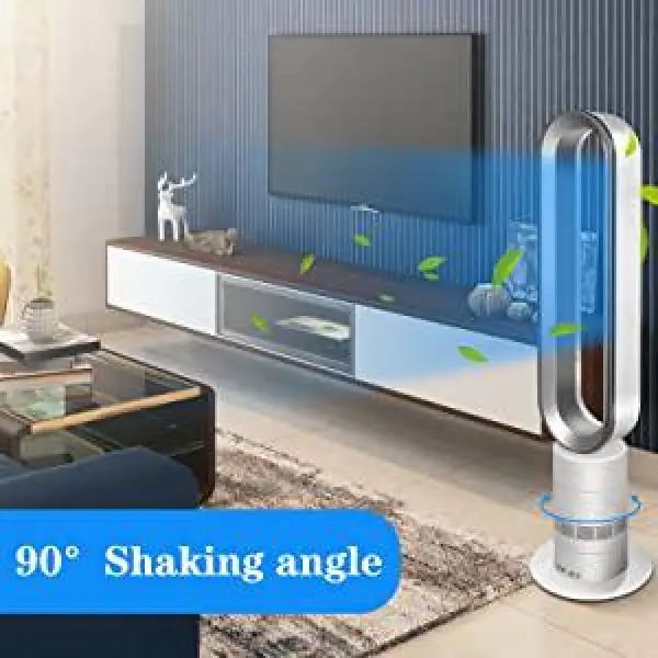 39 in. Portable Bladeless Tower Fan in Silver with 10-Speeds and Timing Closure