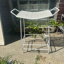 Vintage Perforated Iron Bench Vanity Stool 
