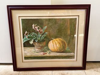 Henriette Wyeth-Hurd “Pumpkin and Flower Pot” Signed Limited Edition Lithograph