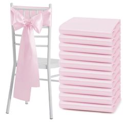 100pce Pink Satin Chair Sashes Bow Party Decoration Birthday Wedding 