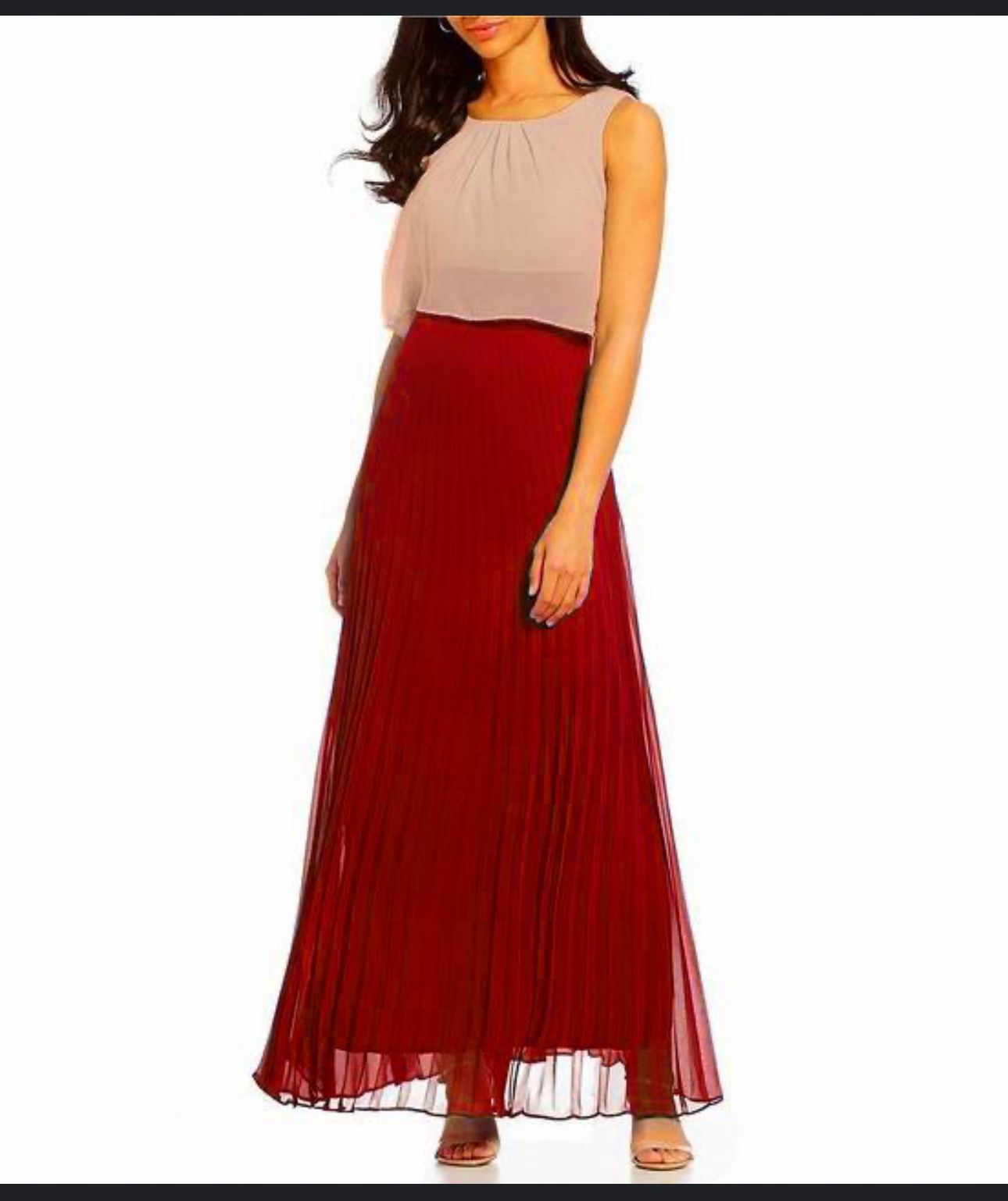 Sangria - Blouson Pleated A-line Dress