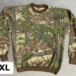 Vintage Spartan Sweatshirt Adult L XL Realtree Camo Tree Bark Hunting USA Mens Sweater