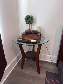 Brown and glass nightstand