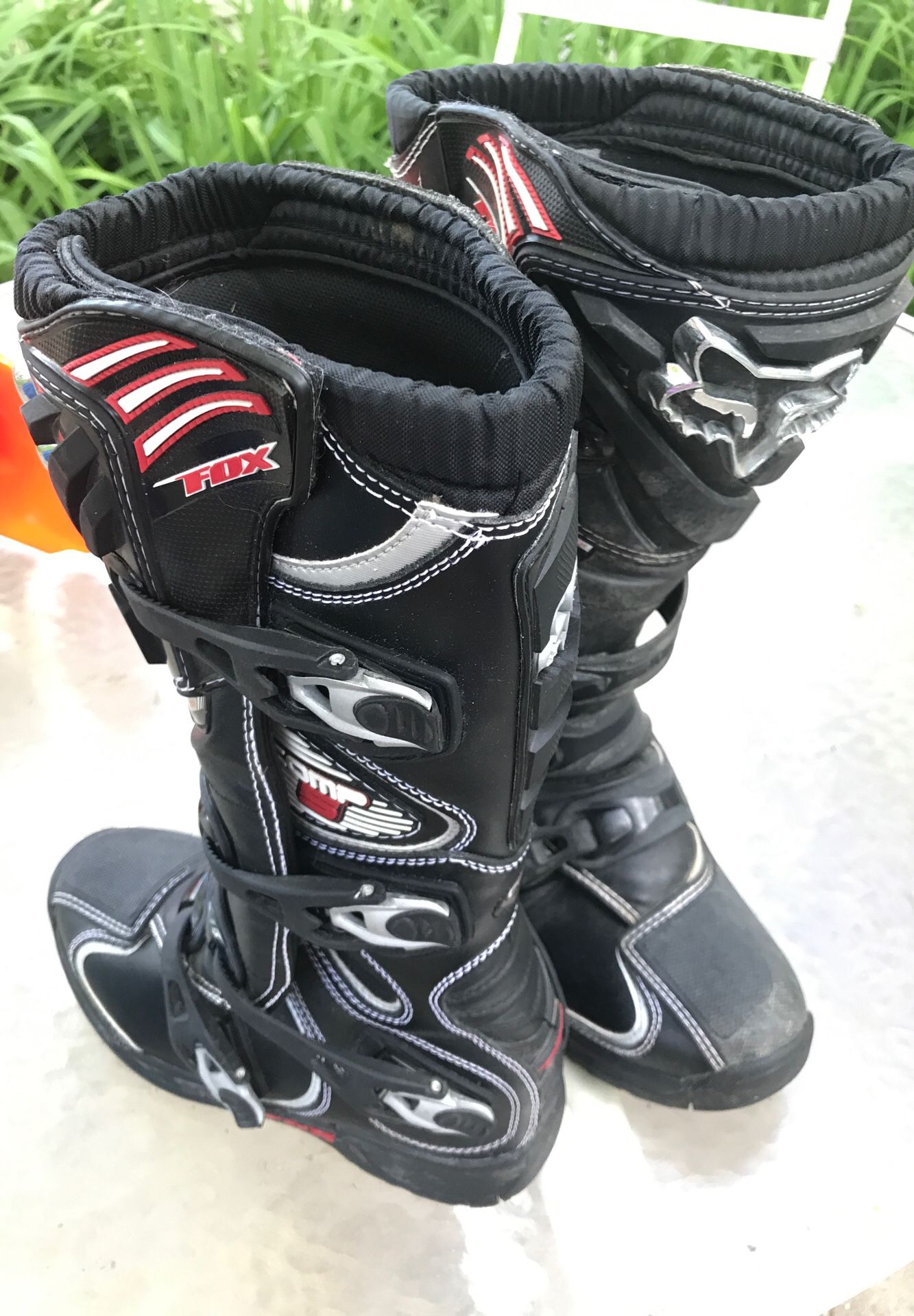 Fox dirt biking boots (boys size 8)